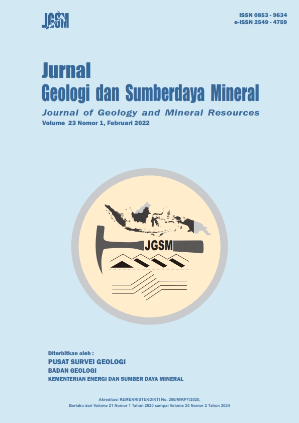 					View Vol. 23 No. 1 (2022): Jurnal Geologi dan Sumberdaya Mineral
				