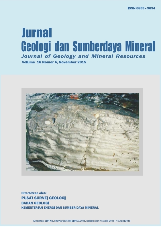 					View Vol. 16 No. 4 (2015): Jurnal Geologi dan Sumberdaya Mineral
				