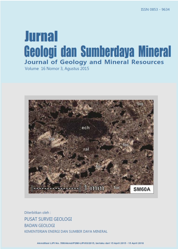 					View Vol. 16 No. 3 (2015): Jurnal Geologi dan Sumberdaya Mineral
				