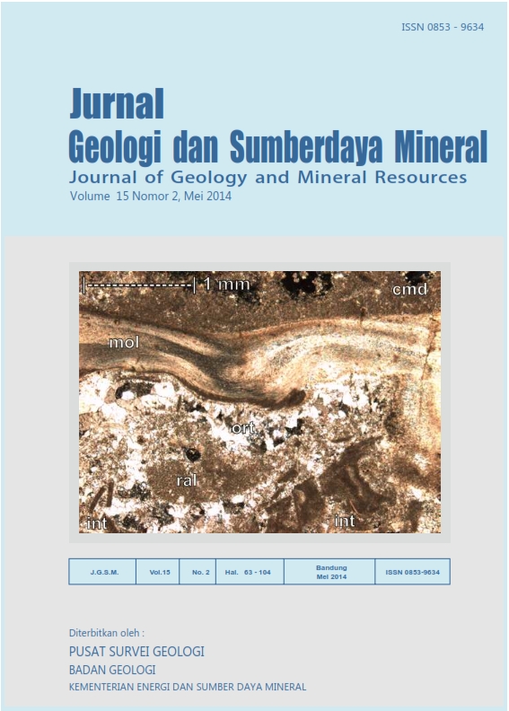 					View Vol. 15 No. 2 (2014): Jurnal Geologi dan Sumberdaya Mineral
				