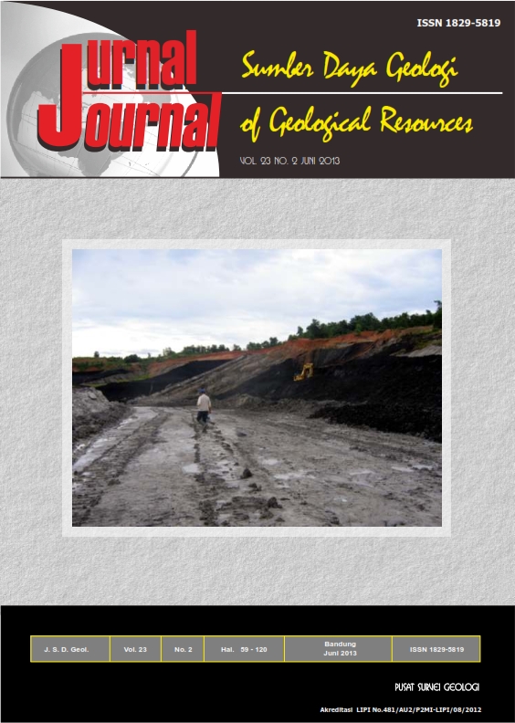 					View Vol. 23 No. 2 (2013): Jurnal Sumber Daya Geologi
				