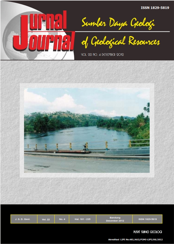 					View Vol. 22 No. 4 (2012): Jurnal Sumber Daya Geologi
				