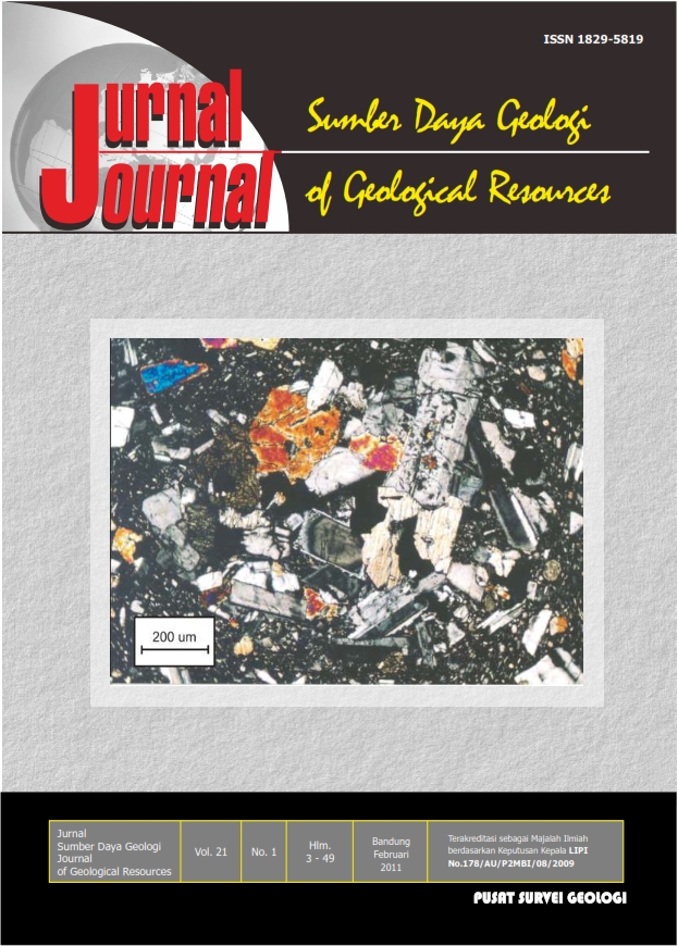 					View Vol. 21 No. 1 (2011): Jurnal Sumber Daya Geologi
				