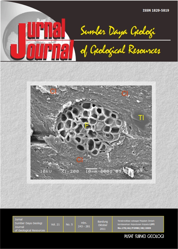 					View Vol. 21 No. 5 (2011): Jurnal Sumber Daya Geologi
				