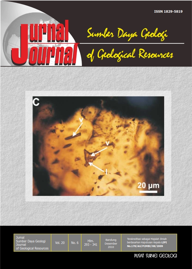 					View Vol. 20 No. 6 (2010): Jurnal Sumber Daya Geologi
				