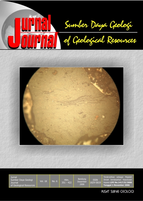 					View Vol. 18 No. 6 (2008): Jurnal Sumber Daya Geologi
				