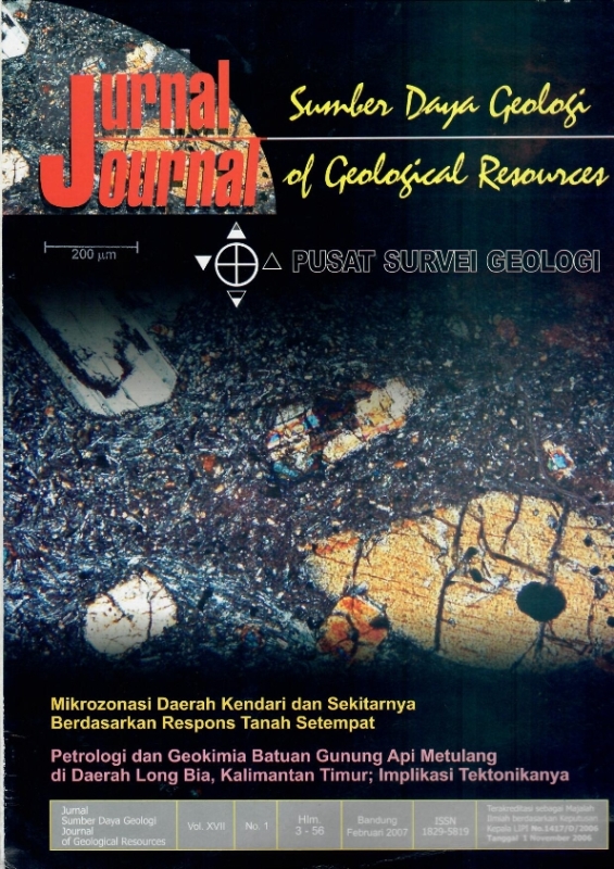 					View Vol. 17 No. 1 (2007): Jurnal Sumber Daya Geologi
				