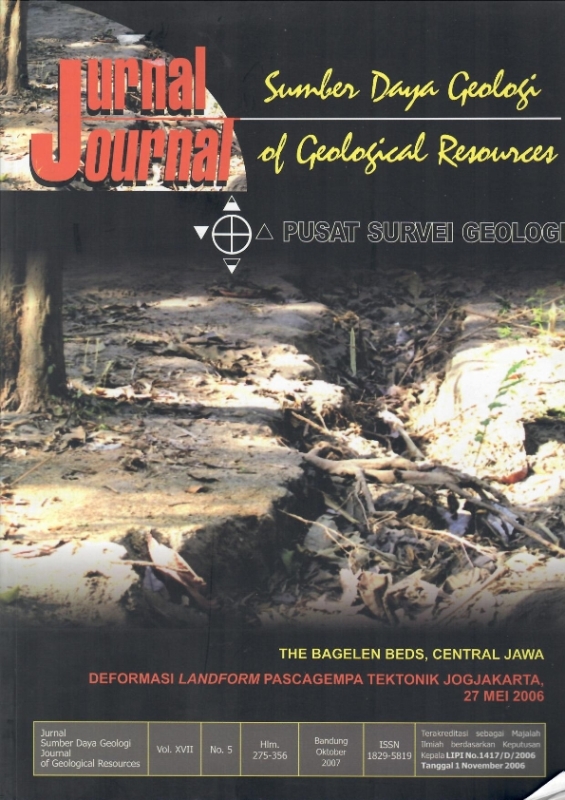 					View Vol. 17 No. 5 (2007): Jurnal Sumber Daya Geologi
				
