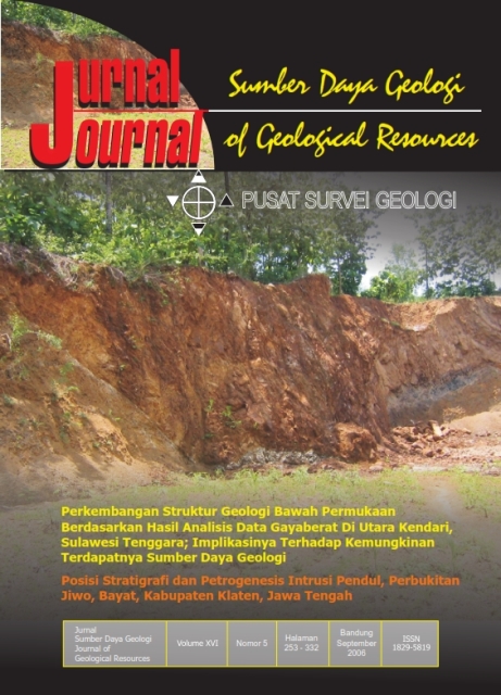 					View Vol. 16 No. 5 (2006): Jurnal Sumber Daya Geologi
				