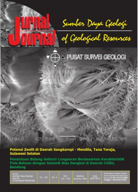 					View Vol. 16 No. 6 (2006): Jurnal Sumber Daya Geologi
				