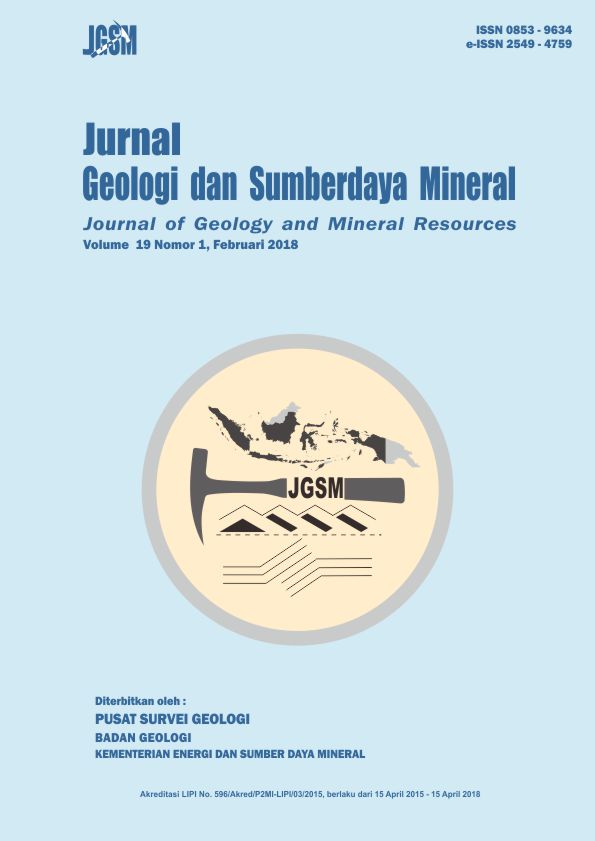					View Vol. 19 No. 1 (2018): Jurnal Geologi dan Sumberdaya Mineral
				
