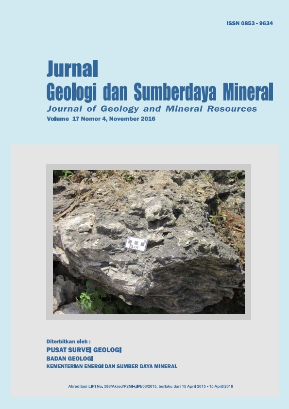 					View Vol. 17 No. 4 (2016): Jurnal Geologi dan Sumberdaya Mineral
				